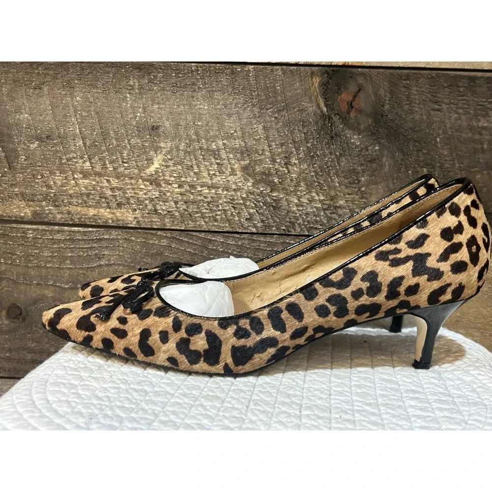 Talbots Womens Leopard Print Calf Hair Stiletto Pumps Heels 7.5 Classic Elegant